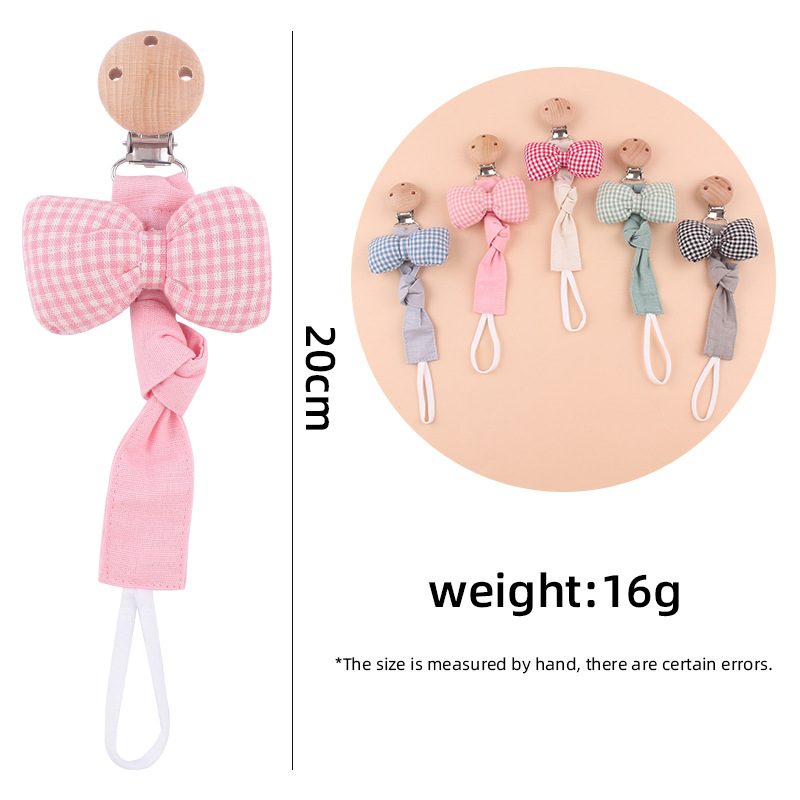 Nuevo bebé suministros clip de chupete de haya calmante bebé Arco-Nudo algodón y lino cinta chupete cuerda chupete cadena