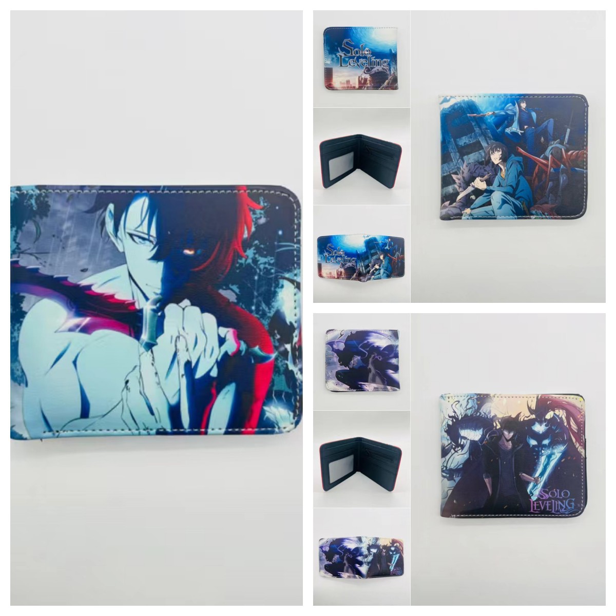 我独自升级 骑士漫画周边动漫学生男女PU短款两折零钱包皮钱卡包