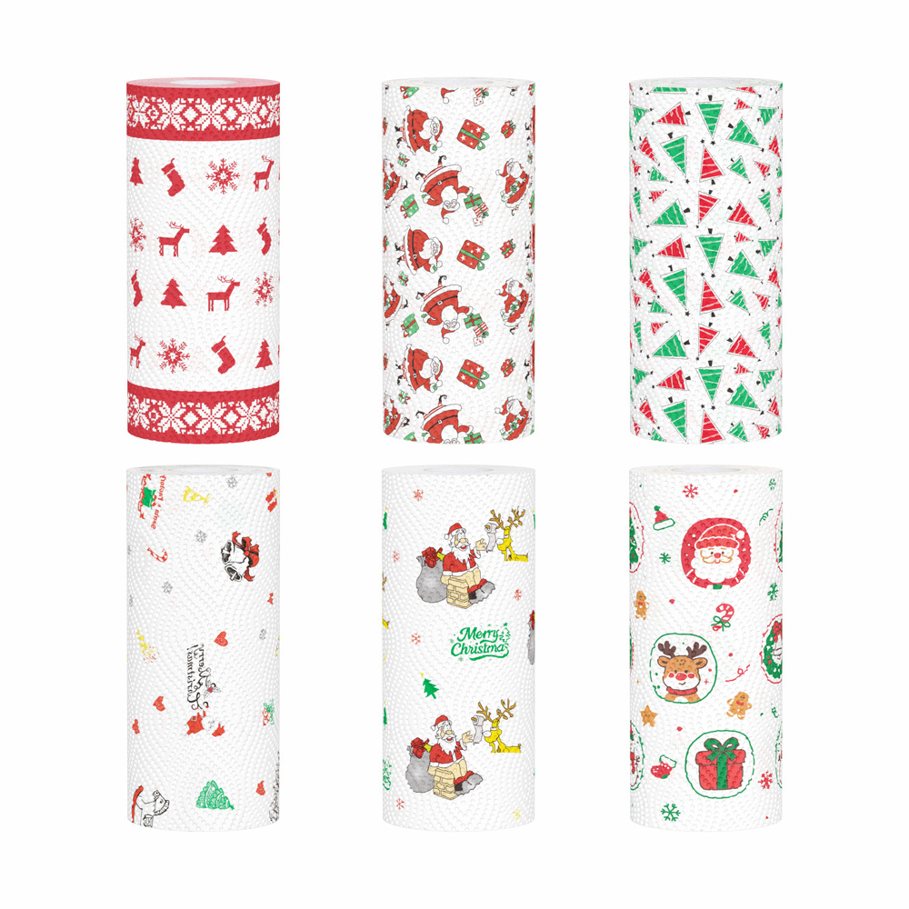 Grenzüberschreitender Export Weihnachtsmuster-Serie Küchenpapier Öl- und Wassersaugfähiges Papier Kreatives bedrucktes Weihnachts-Küchenpapier