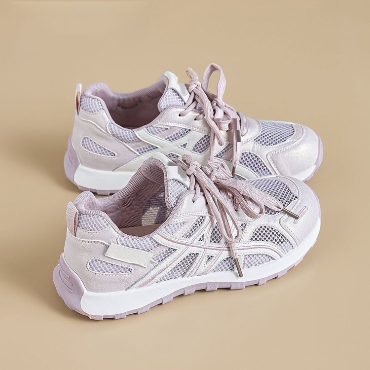 Explosión de tela de tela de suela gruesa zapatos de papá y mujer 2026 nuevo verano delgado hueco transpirable zapatillas deportivas casuales suaves