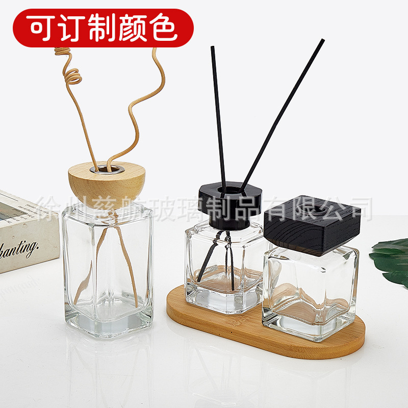 木盖香薰瓶空瓶无火藤条香薰瓶卧室香薰挥发棒车载香薰方形六棱|undefined