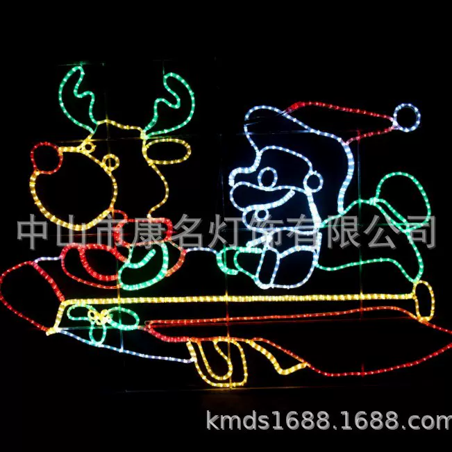 鹿拉车雪人五角星路灯杆装饰祥云造型发光小品工艺灯