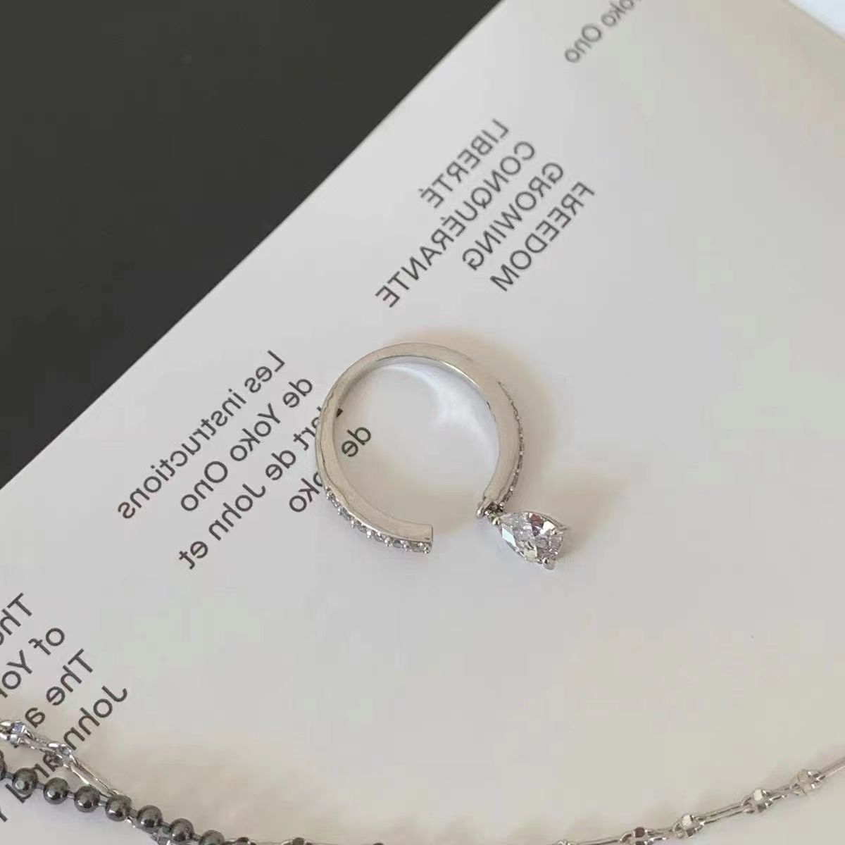 Designer ring waterdruppel verstelbare open ring voor dames_voghion.com