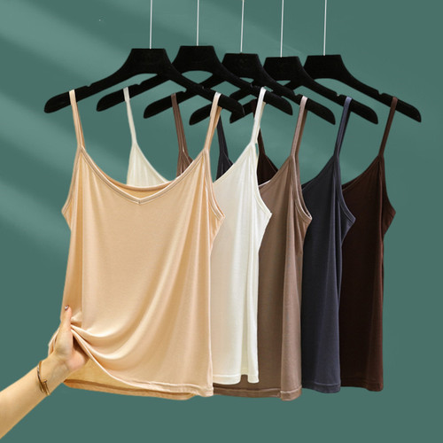 New Outerwear Modal Camisole Tank Top for Plus-Size Women, Summer Thin Version, V-Neck, Sleeveless, Underwear-Like Top
