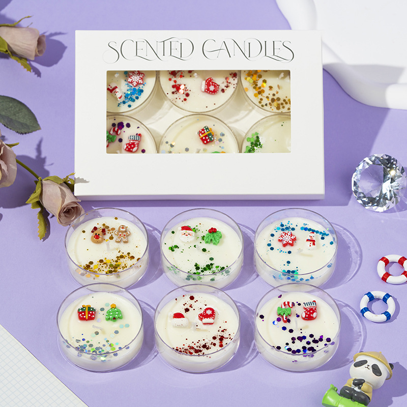 Constelación vela de Navidad estilo vela de aroma cera de soja sin humo taza de vela de caracoles de color caja de regalo