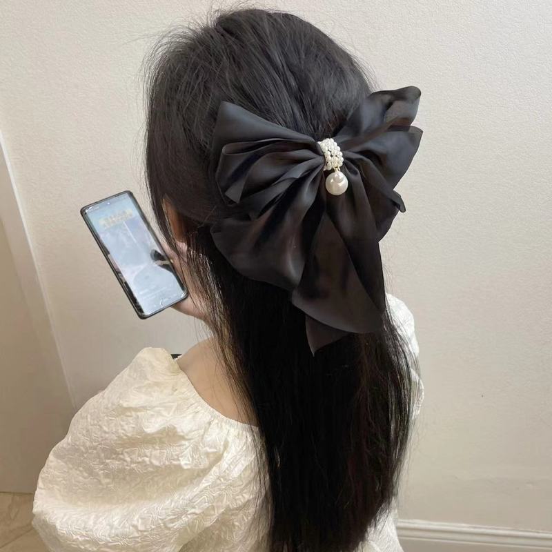 クロスボーダーの髪飾りの大きいサイズのレトロな長いリボンのヘアピンの多色の三角タオルの赤いリボンのスプリングクリップ|undefined