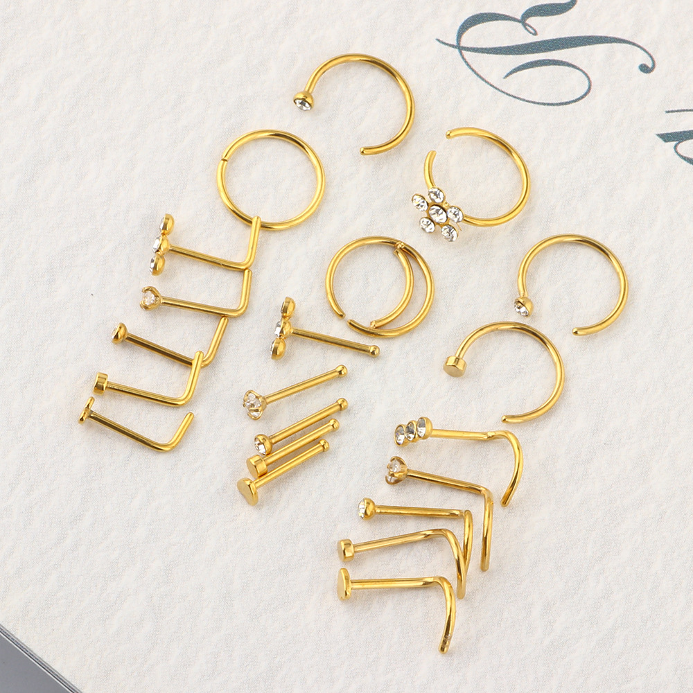 Tide Cool Nose Nail Set with C-Shaped U-Shaped Rings - Stainless Steel Body Piercing Jewelry Kit for Men and Women detail image 7