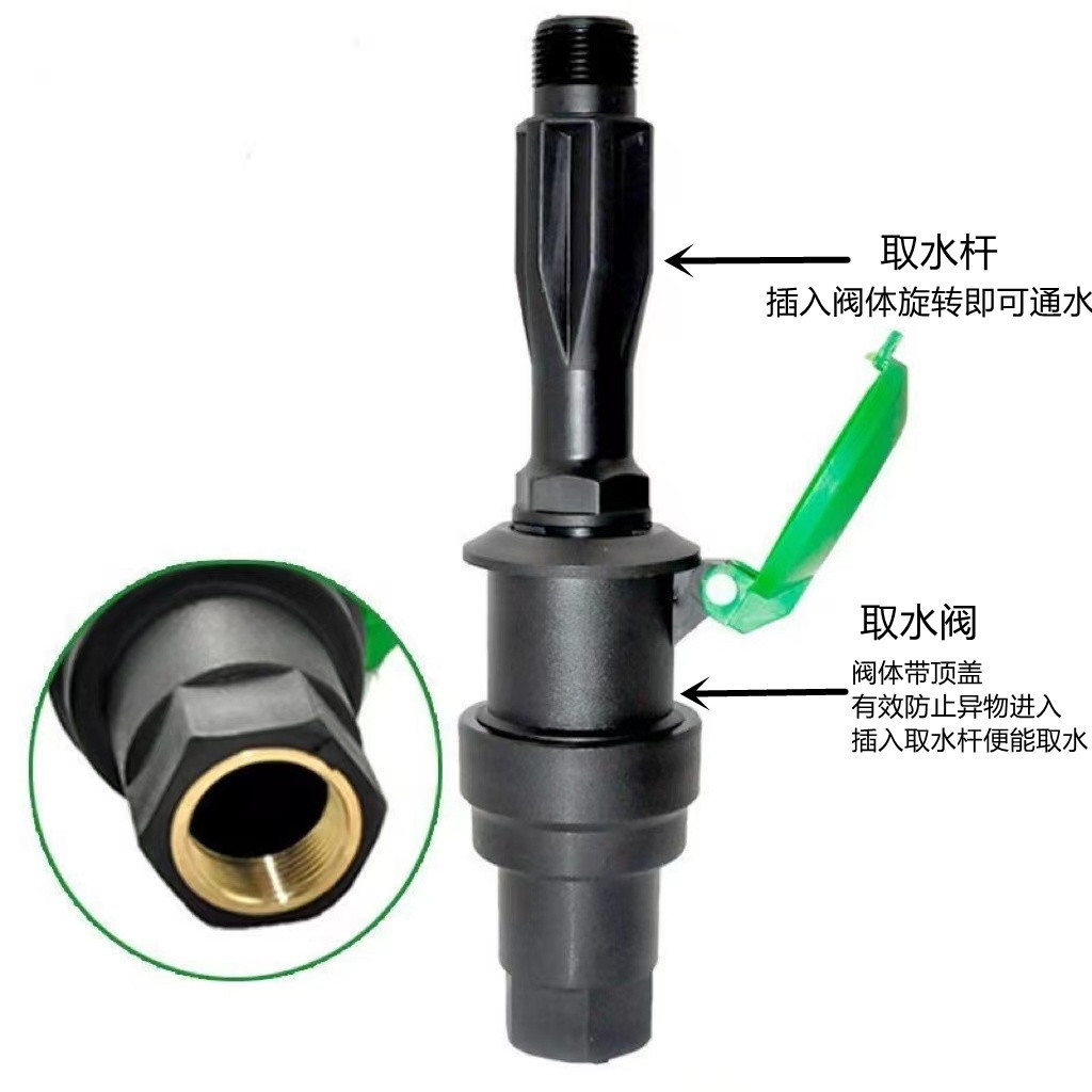 Fábrica al por mayor de 6 minutos de plástico de 1 pulgada válvula de admisión de agua de admisión rápida de agua conector de tubería de agua de varilla para jardín de riego verde