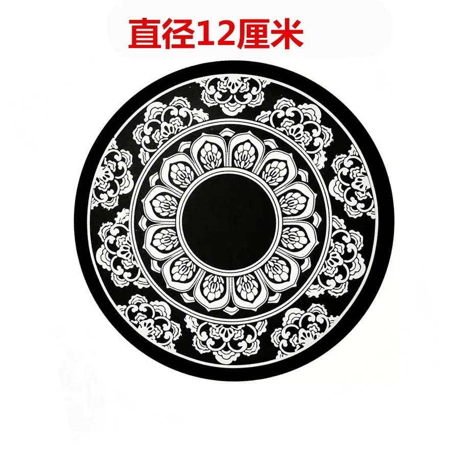 Car dashboard phone anti-slip mat, heat-resistant, round, high-adhesion, with a lotus flower pattern in blue and white porcelain design, 12cm