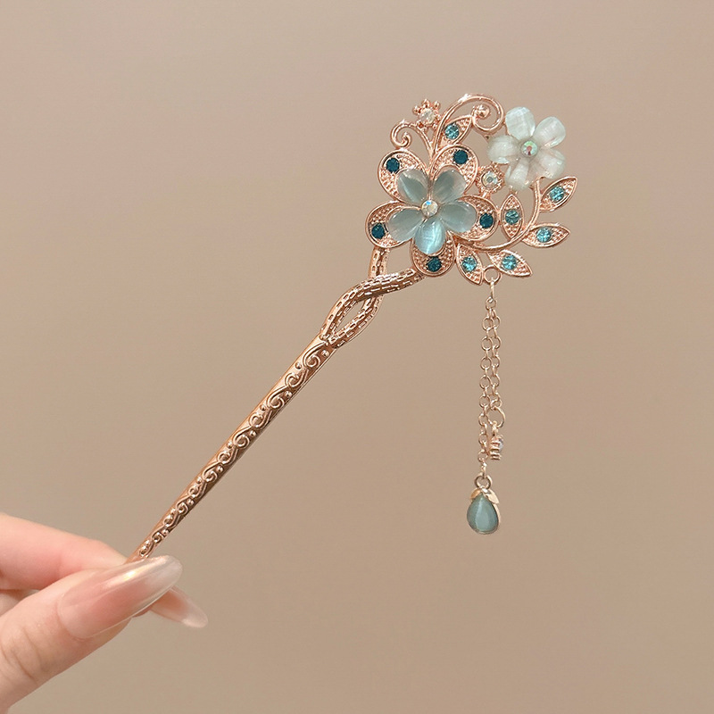 Nueva horquilla china, estilo antiguo femenino, cheongsam, accesorios para el cabello, horquilla de madera en la parte posterior de la cabeza, tocado de horquilla de todo fósforo con sentido avanzado