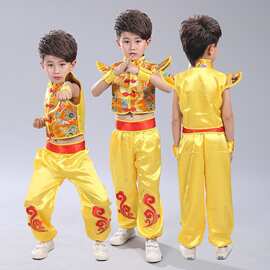 六一儿童演出服喜庆开场舞表演服幼儿园腰鼓服武术打鼓服中国风