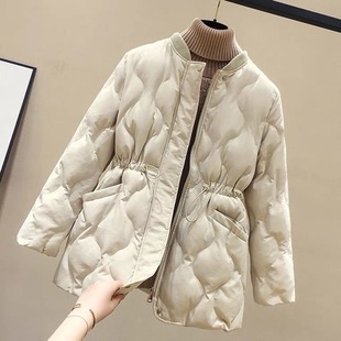 Mid-Length Cotton Outwear for Women in Winter, Small Fragrance Style, New Korean Style, Waist-Cinching Cotton Outwear, Small Person's Cotton-Padded Jacket
