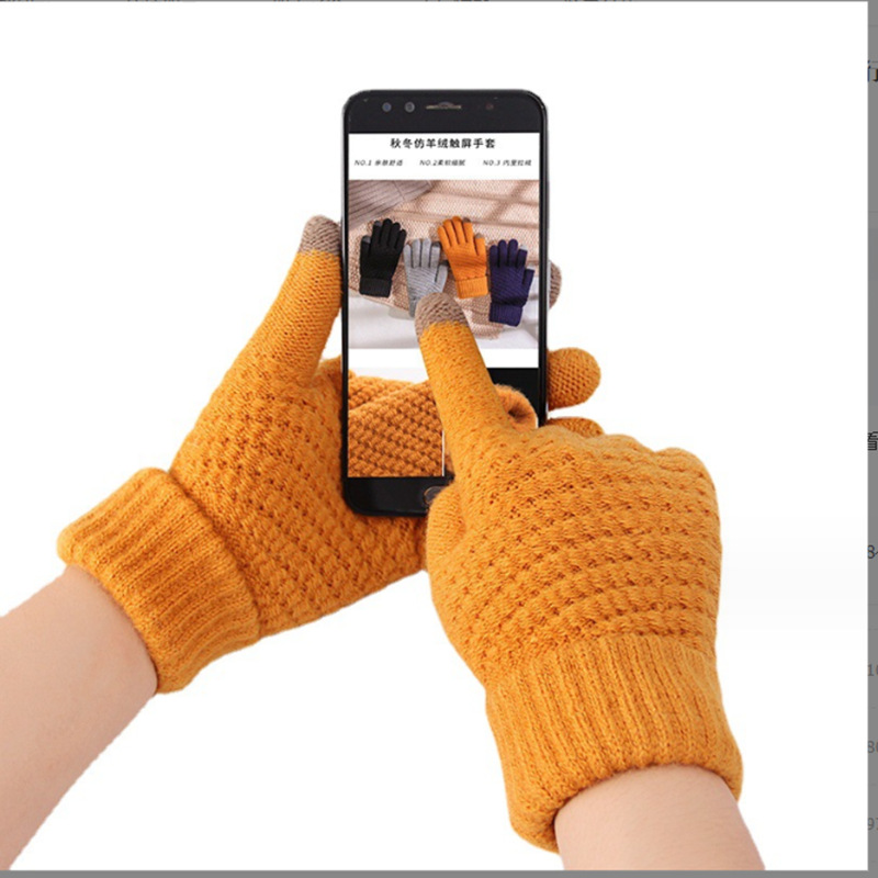 Guantes de pantalla táctil cálidos de invierno guantes de Cachemira a prueba de frío de poliéster engrosados para mujeres guantes antideslizantes para montar al aire libre