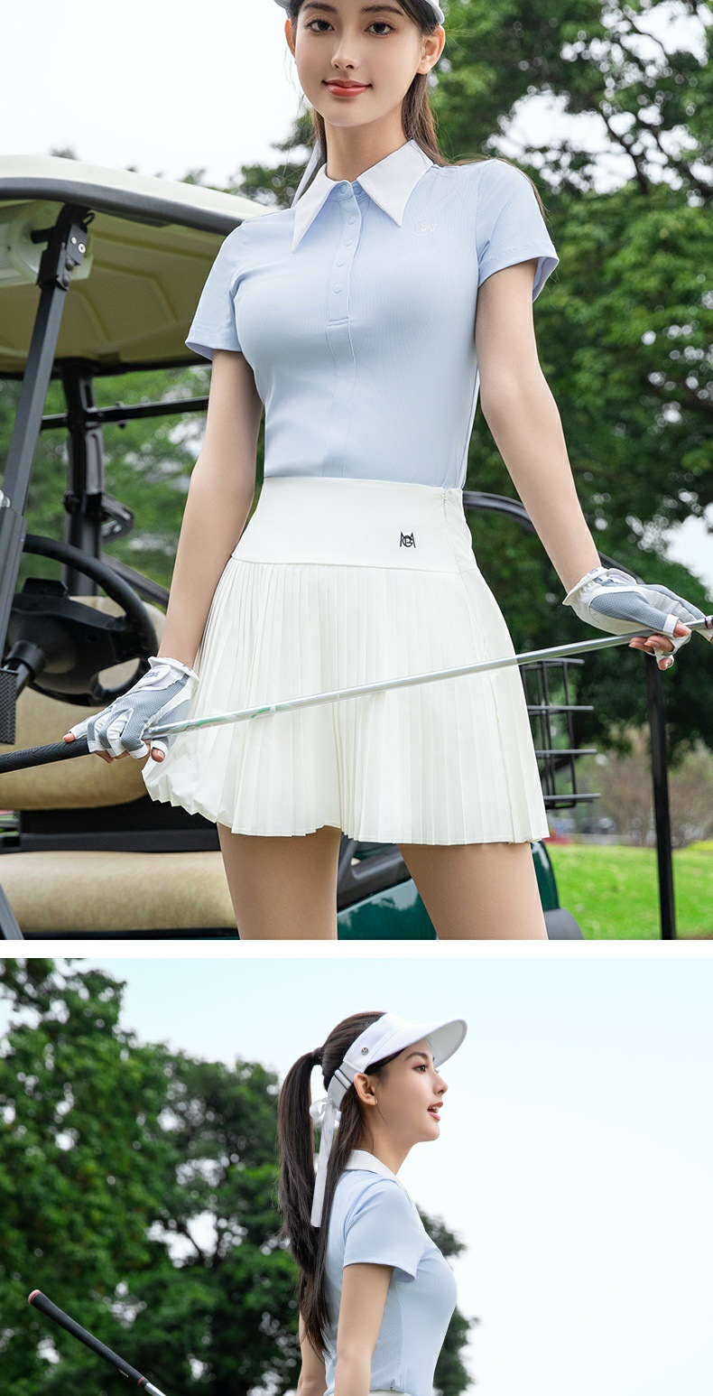 Áo polo golf nữ tay ngắn cổ bẻ dài vải thun co giãn — YF789 áo trắng [vải sọc mỏng/độ đàn hồi cao và mềm mại/mỏng và mỏng], YF789 Ice Crystal Blue Top [Vải dải mỏng/Mềm mại đàn hồi cao/Mỏng mỏng], YF789 Black Top [Chất liệu vải có độ đàn hồi cao và mềm mại/mỏng và mỏng], YF789 Sakura Phấn hoa Top [Vải sọc mỏng/Mềm mại đàn hồi cao/Mỏng mỏng] chi tiết 9