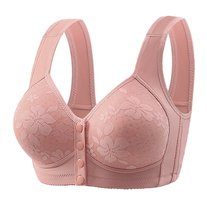 Front-Buttoned Large Size Vest-Style Side-Gathering Anti-Sagging Cross-Border Bra for Middle-Aged and Elderly Mothers, Large Size, Lightweight Cotton Bra