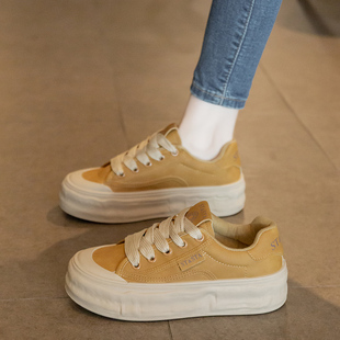 White Shoes Women's 2024 Autumn and Winter New Breathable Biscuit Shoes Thick Sole Increased Western Style Sports All-match Casual Board Shoes