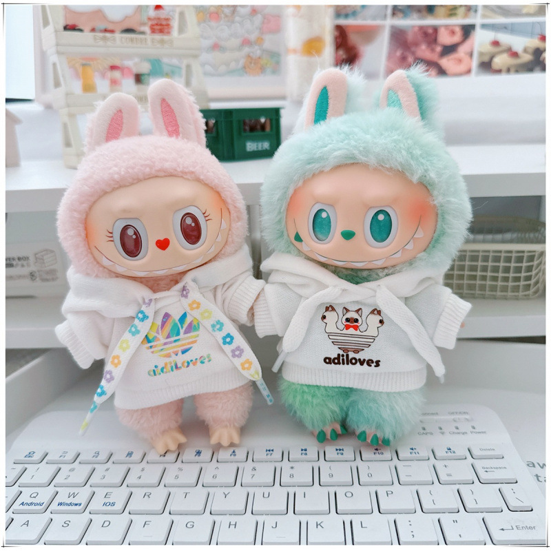 labubu ベビー服 Labubu 第一世代第二世代第三世代 10 センチメートル綿人形黒と白グレートレンディなスウェットシャツパーカーパンツ|undefined
