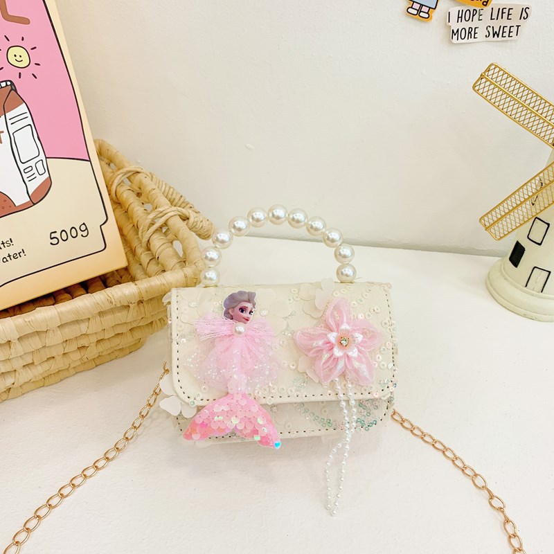 Bolso de Mano Infantil con Perlas, Nuevo Estilo, Bolso Cruzado para Niñas, Estilo Chanel, Accesorio de Princesa, Bolso de Peluche