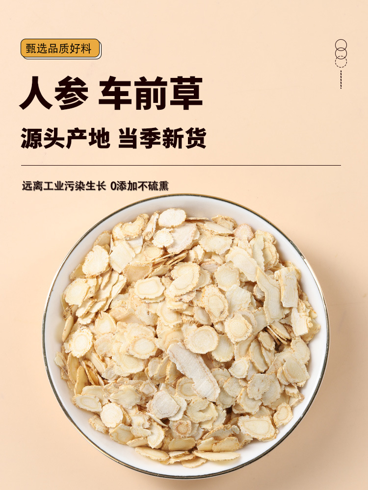 Ginseng Plantain Herbal Tea Blend Ren Shen Che Qian Cao 35g Jar Dried Herb for Daily Infusion overview
