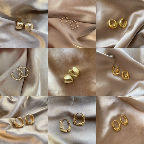 European and American retro metal simple geometric earrings for women  cold style high-end light luxury large earrings 