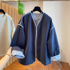 欧货高级感无领外套女春秋2025新款宽松休闲薄款夹克工装风衣外套