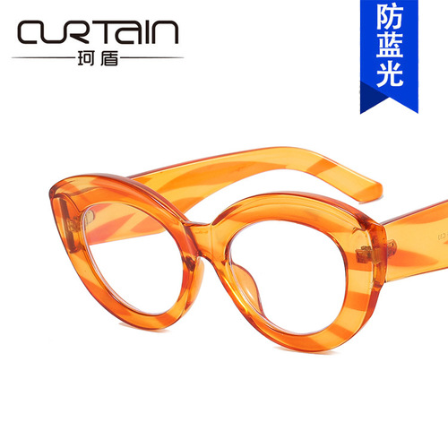 Stylish  New Arrival European & American Cat-Eye Eyeglass Frames—Anti-Blue Light, Prescription Available, Perfect for Women’s Fashionable Street Style and Retro Looks