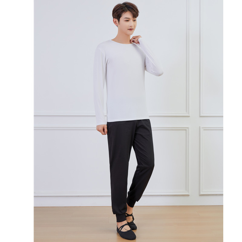 Men's white round neck (long sleeve) + turnip pants