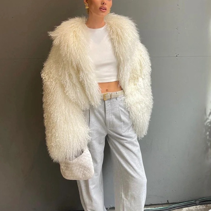 Cross-Border Ins Winter New Lamb Fur Outwear Women's European and American Design Fashionable Natural Fur One-Piece Jacket