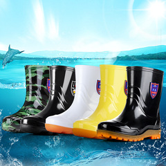 Men's Black Kitchen Waterproof Shoes PVC Oxford Slip-On Safety Shoes Rain Boots