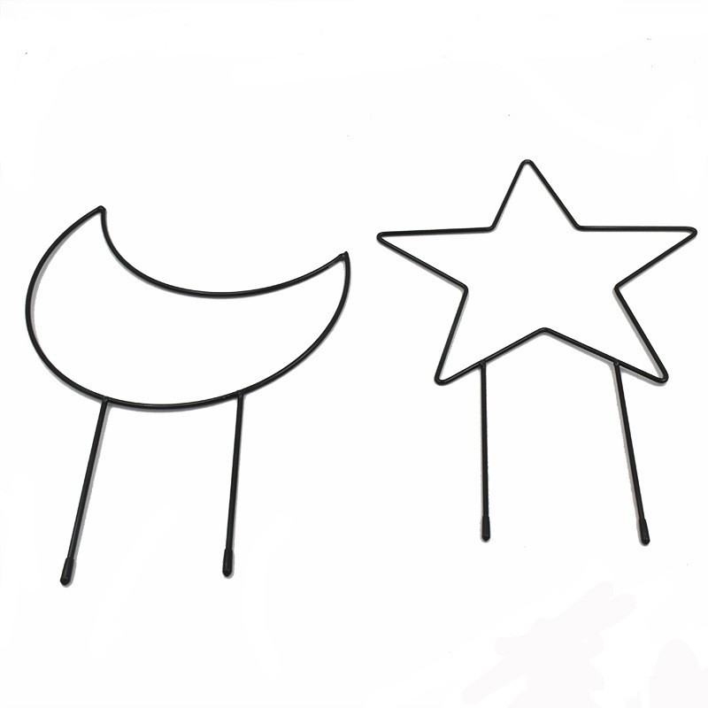 Soporte de Metal para Decoración de Jardín, Estilo Luna, Estilo Estrella de Cinco Puntas, Placa Decorativa de Metal