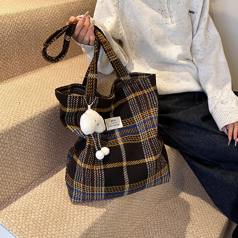 Bolsa de hombro retro coreana de gran capacidad para estudiantes universitarios, bolso de estilo universitario, bolso de estilo artístico, bolso de celosía