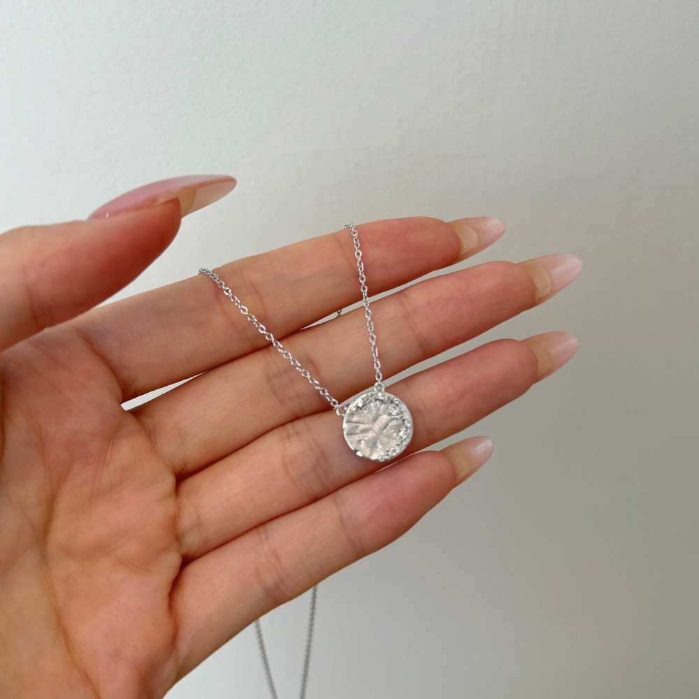 Geometric Pattern 925 Sterling Silver Zircon Cable Chain Plating Geometric Pendant Necklace