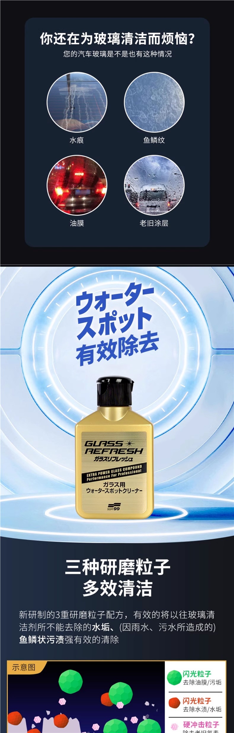 Soft99 Glass Oil Film Remover Cleaner Car Window Front Oil Film Coating Small Gold Bottle Oil Film Powerful Remover