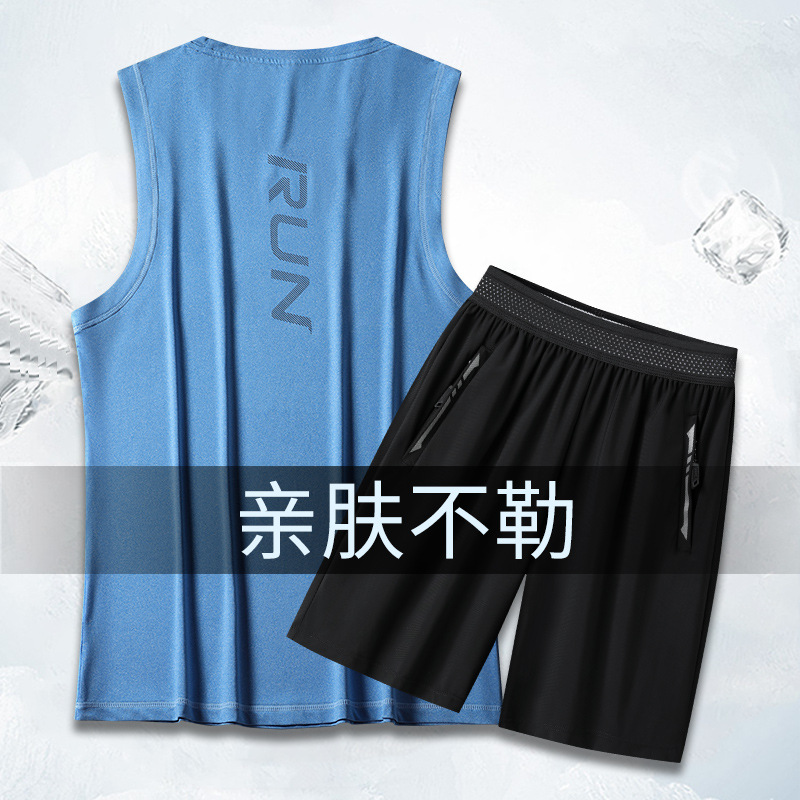 Verano running sports suit hombre entrenamiento de maratón atletismo ligero cool suit chaleco suelto hombre image 14