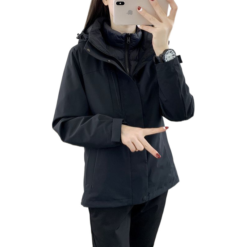 Jacket de asalto para hombres y mujeres otoño y invierno 2023 nuevo estilo al aire libre 3 en 1 desmontable plumón escondido marca de marea a prueba de viento impermeable image 5