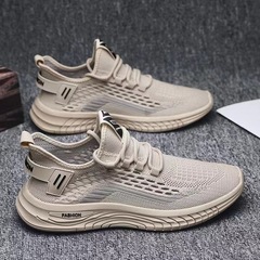 Mesh breathable sports shoes 2023 spring and summer fly woven lace-up running shoes Korean version hollow soft sole trendy coconut shoes
