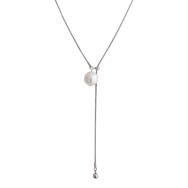 Niche design drawable pearl long necklace women's cold style fashion personality simple temperament all-match sweater chain