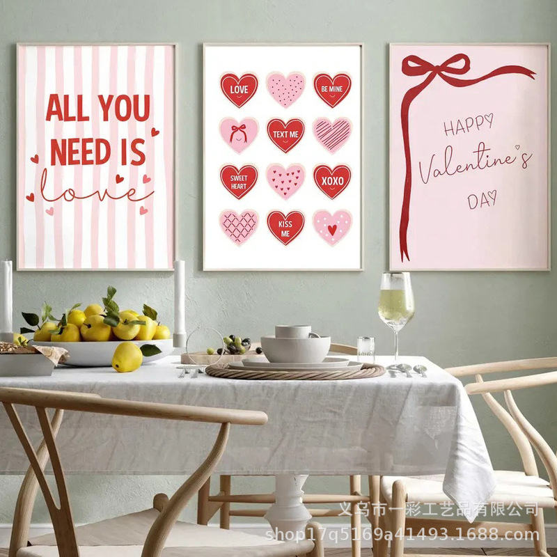 Modern Fashion Valentine's Day Poster Set Canvas Print Gallery Wall Decoration Modern Fashion Valentine's Day Poster