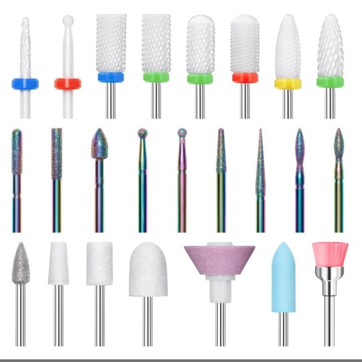 Unidad de pulido de uñas, taladro eléctrico de uñas, 10 piezas de cerámica, aleación de aluminio, acero, herramienta de pulido de piel muerta.