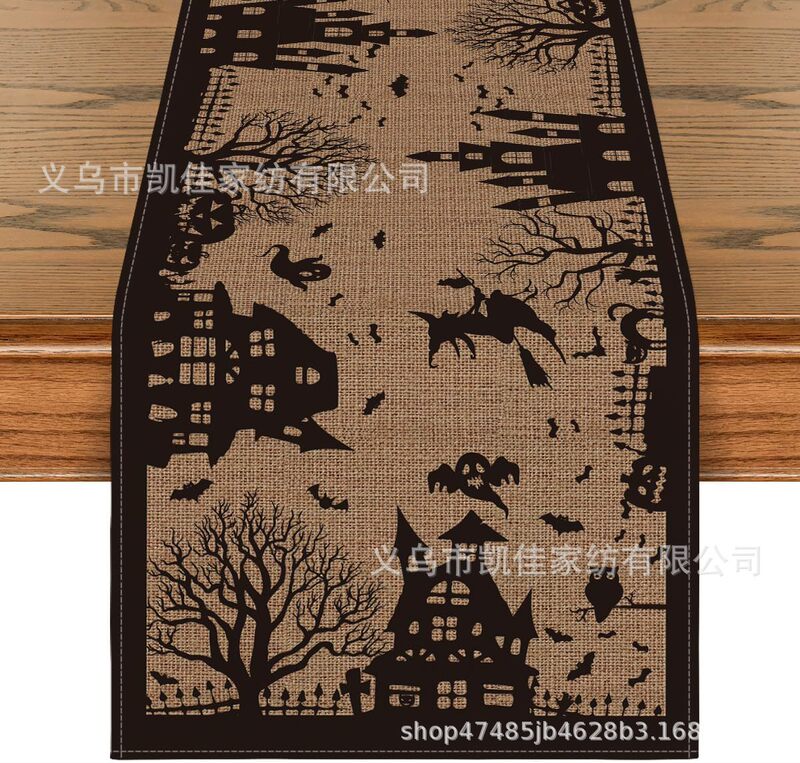 新型国境を越えたハロウィーンテーブル旗カボチャテーブル旗テーブル装飾亜麻材質メーカー直販|undefined