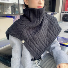 开叉高领套头披肩女秋冬季韩版百搭针织围巾防寒保暖毛线外搭围脖