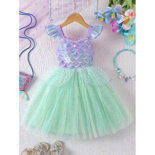 Z 82940 Girls Mermaid Sequin Princess Dress Ůͯ�����~��Ƭ��