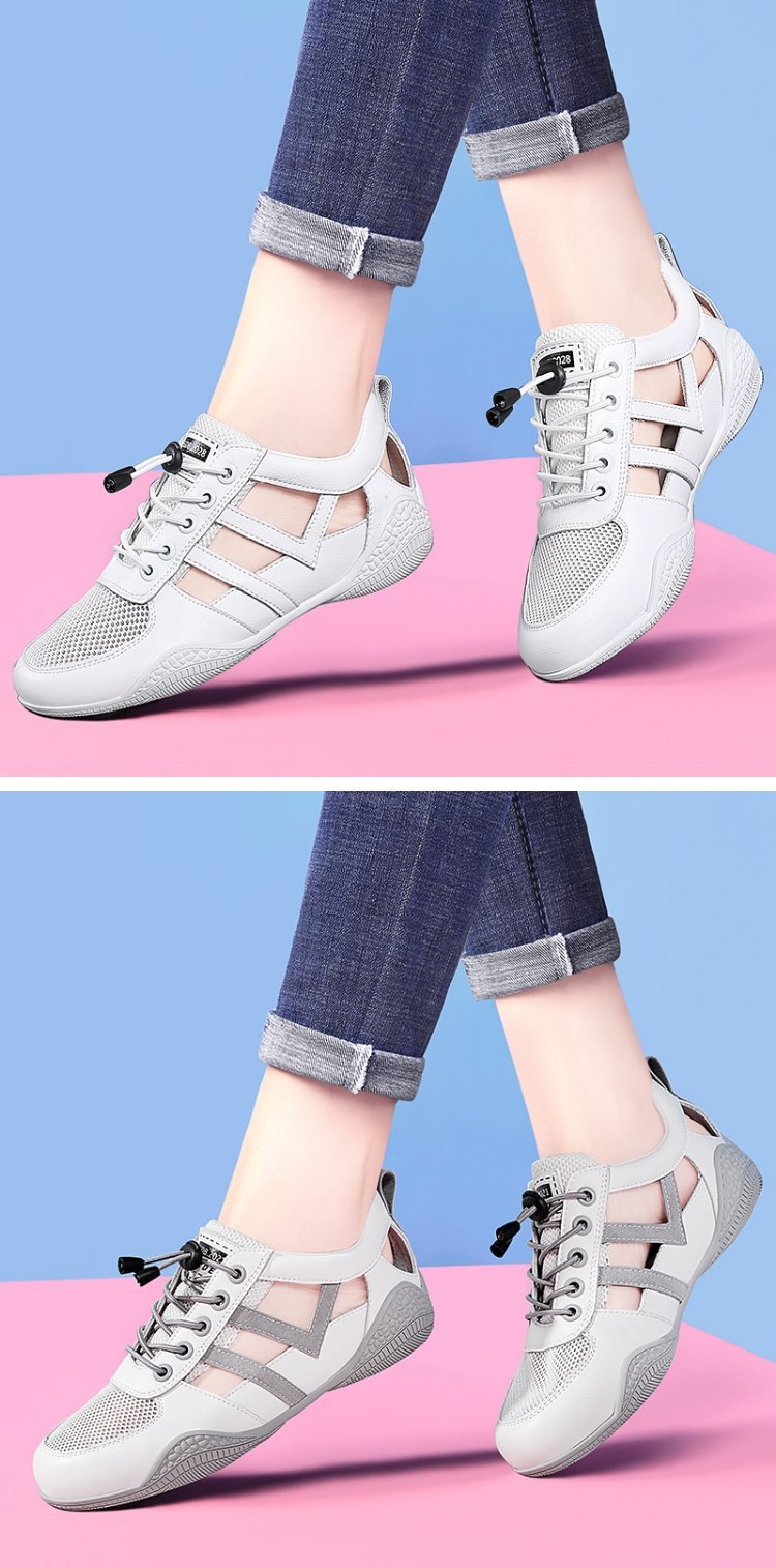 Giày sneaker nữ da thật đục lỗ thoáng khí đế bệt — B5-05=giá trị thông số Kd, (cài 2), Mễ Lam 1061 (kiểu chạm rỗng mùa hè), Nâu gạo 58.380 (kiểu xuân thu), Gạo xám 58.380 (kiểu xuân thu) chi tiết 2
