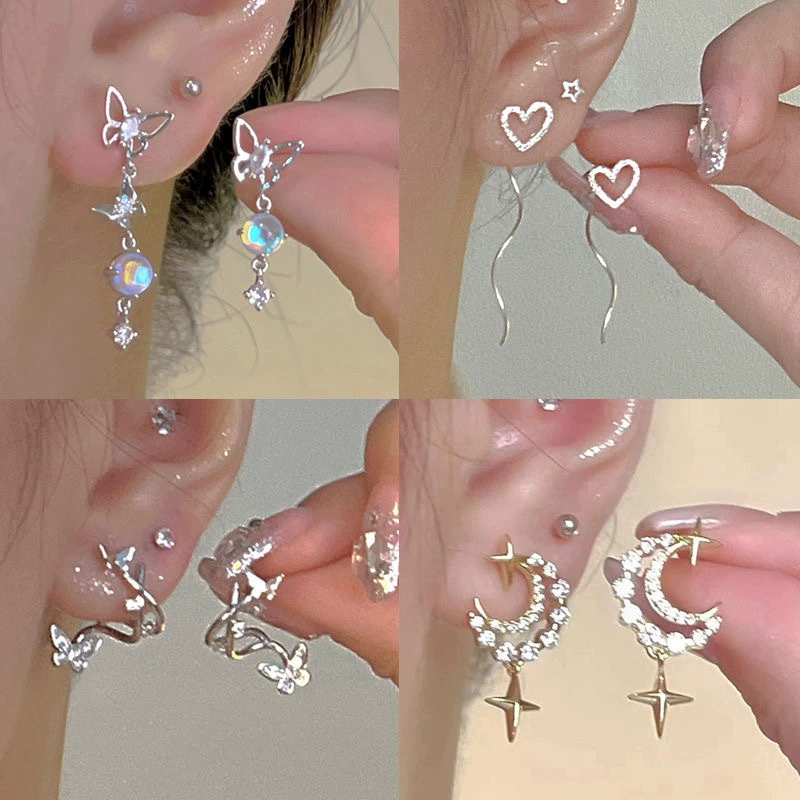 Серьги-крючки уши, серебро 925, корейский стиль, маленький дизайн, без прокола, в тренде, assorted стили