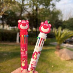 Cute strawberry bear ins style ten-color ballpoint pen press-type color pen multi-function press color student mark