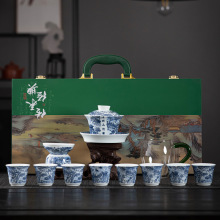 德化白瓷青花瓷功夫茶具套装中式陶瓷礼品伴手礼礼盒装手绘青花