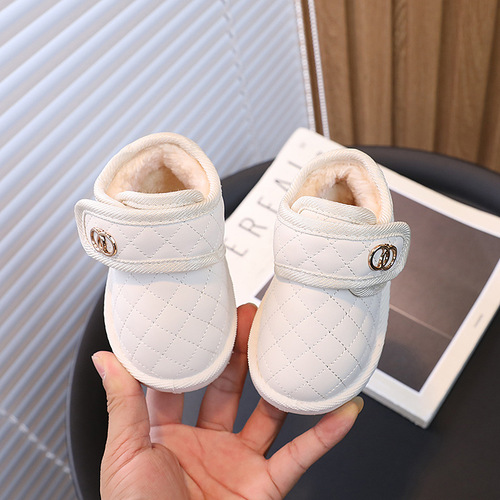  Warm Baby Cotton Shoes for Girls 1-3 Years Old, 4 for Boys, Small Children, Fleece-lined, Thick, Baby Snow Boots, Soft Sole, Learning to Walk Shoes, Winter