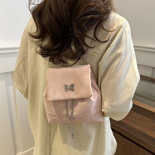 Korean version niche shoulder bag women's bag trendy summer butterfly chain small backpack fashion commuting backpack