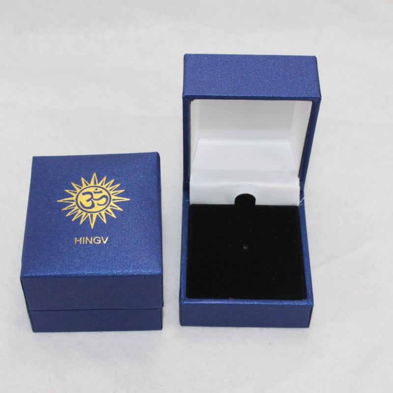 Caja de insignia personalizada azul oscuro relleno papel dorado marco oro alambre insignia broche caja de presentación División Huiban School packaging image 5