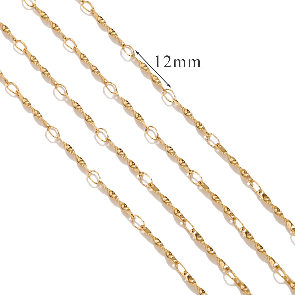 Accesorios de cadena de acero de titanio acero inoxidable galvanizado 18K oro palo S cadena no se desvanece en joyas de viento
